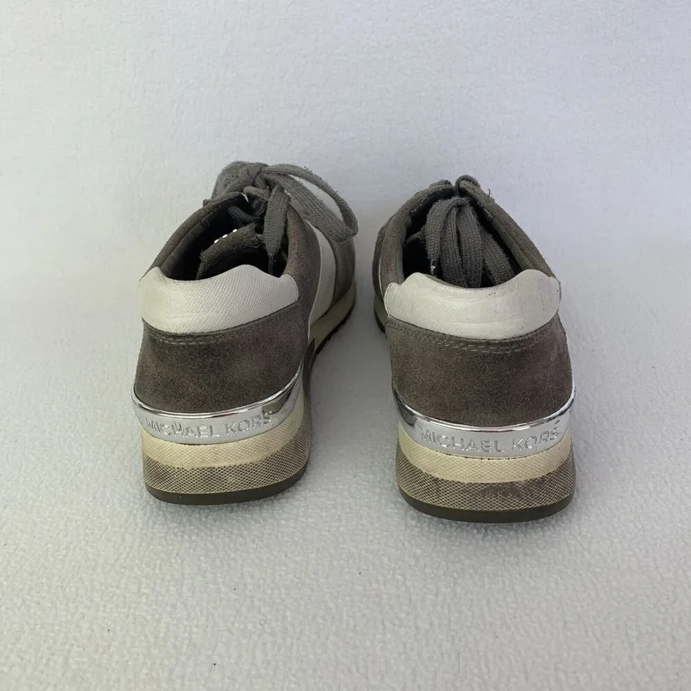 Michael Kors Women's Size 8M Gray Suede Trainer Fashion Sneakers Read